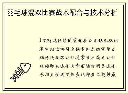 羽毛球混双比赛战术配合与技术分析